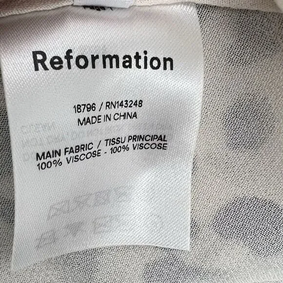 Reformation Shelby Dress Ocelot White Black Polka Dot Midi Slit Bustier Size 0